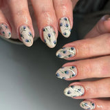 Cute Reusable Press-On Nails With Floral Design For Daily Wear, Events, And Special Occasions (Light Beige)
