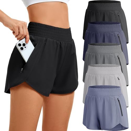 High-Waisted Women’s Athletic Shorts for Gym, Running, Yoga, and Casual Wear, L (Black)