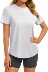 Versatile Soft Short-Sleeve Crewneck T-Shirt For Workout, Gym & Daily Casual Wear, M (white)