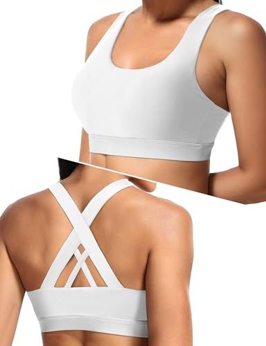 High-support Cross-back Sports Bra For Yoga, Running, Gym Workouts, S (white)