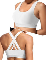 High-support Cross-back Sports Bra For Yoga, Running, Gym Workouts, M (white)