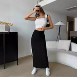 Ribbed Maxi Skirt Women'S Maxi Skirt Black Maxi Skirt Beige Maxi Skirt Trendy - Black - Size XXL