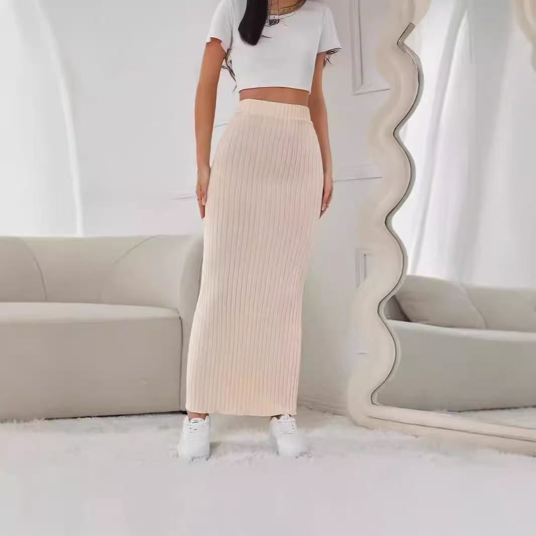 Ribbed Maxi Skirt Women'S Maxi Skirt Black Maxi Skirt Beige Maxi Skirt Trendy - Ivory - Size XS