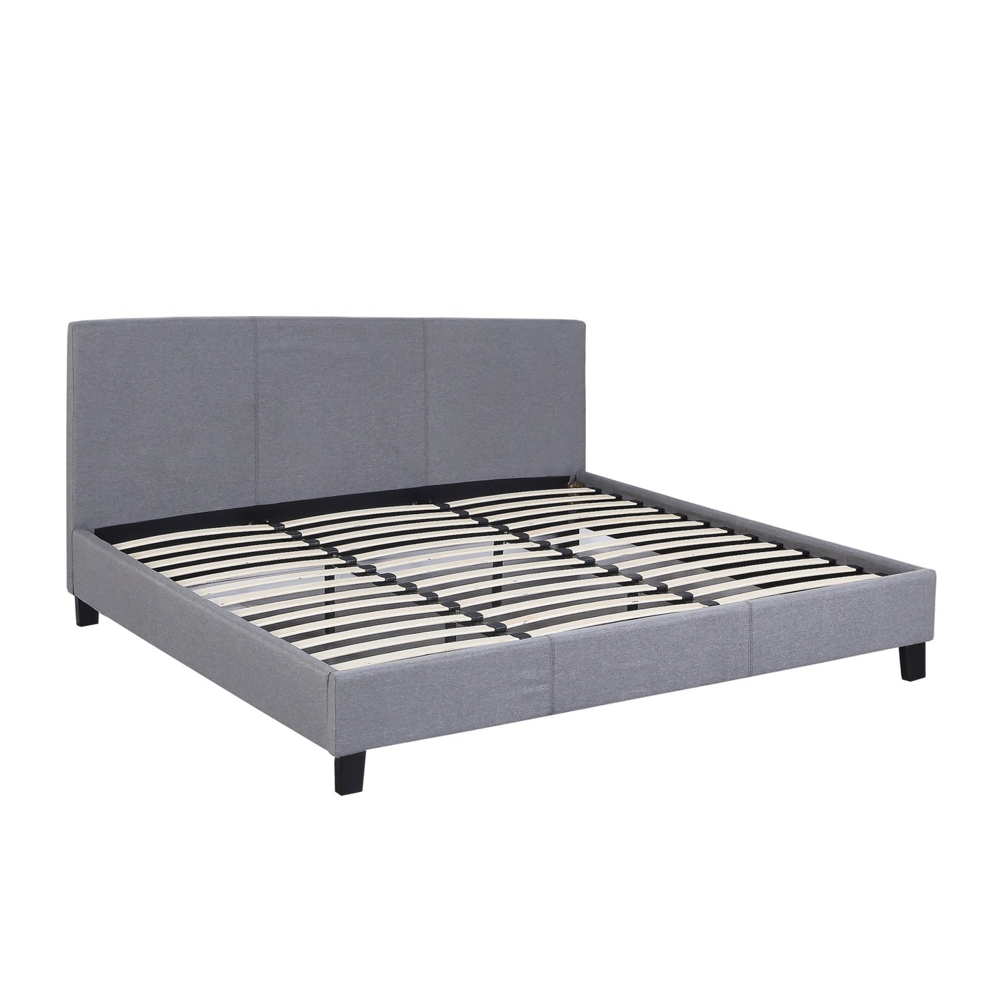 Milano Sienna Luxury Bed Frame Base And Headboard Solid Wood Padded Linen Fabric - King Single - Grey
