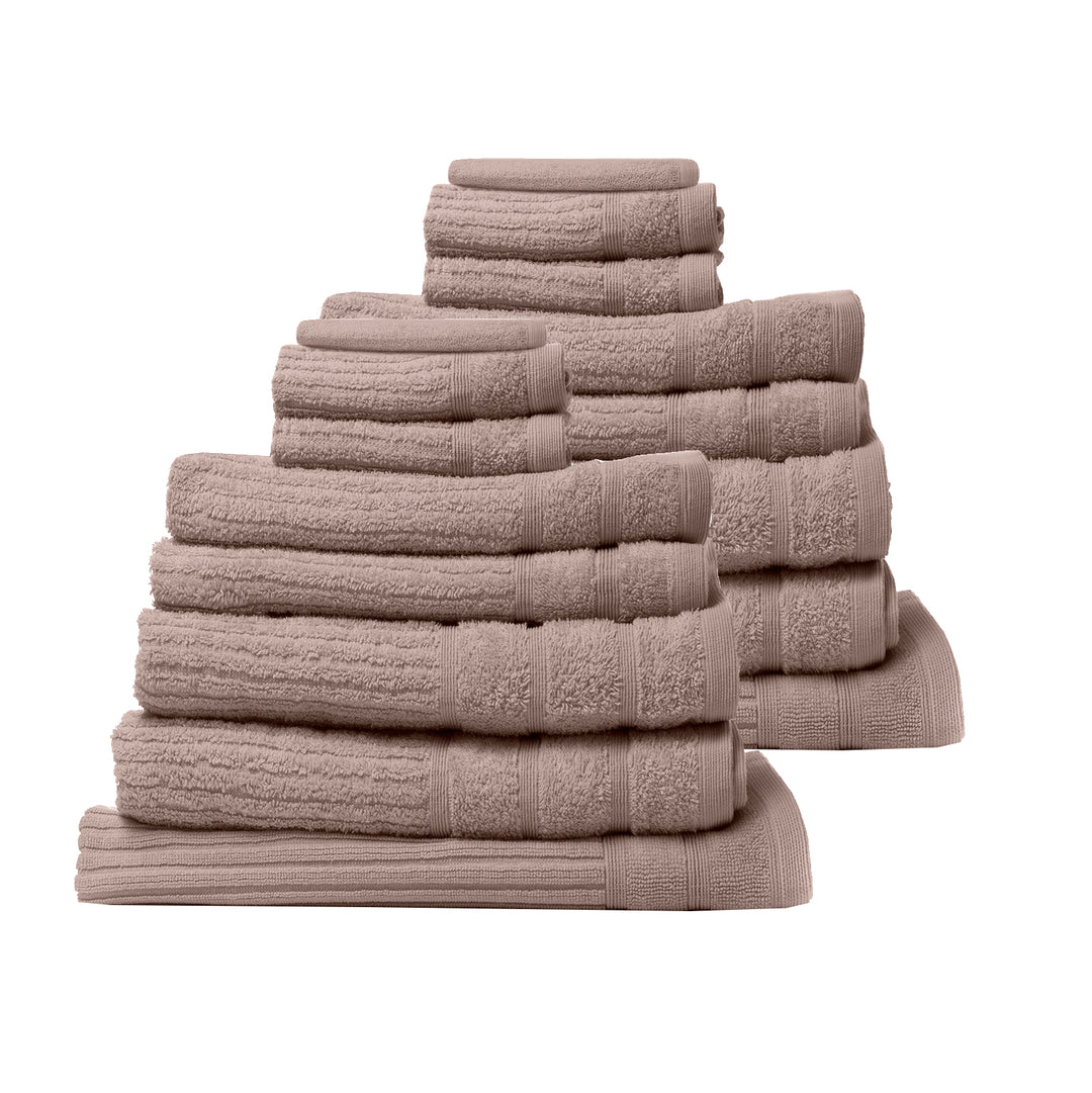 Royal Comfort 16 Piece Egyptian Cotton Eden Towel Set 600GSM Luxurious Absorbent - Champagne