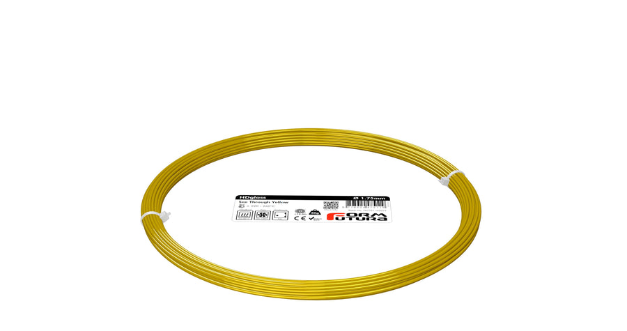 PETG Filament HDglass 1.75mm See Through Yellow 50 gram 3D Printer Filament