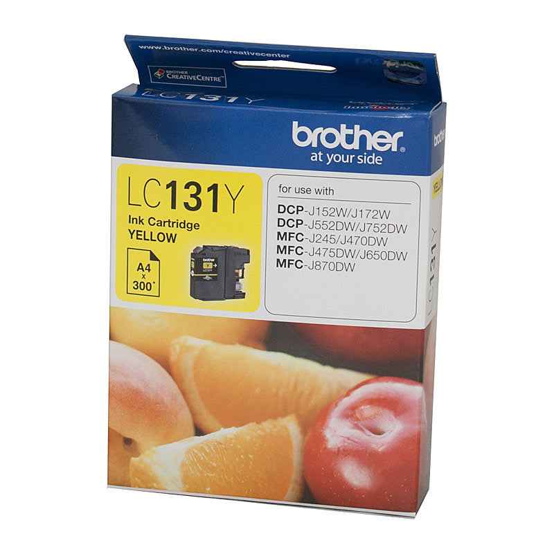 Brother LC-131Y Yellow Ink Cartridge - to suit DCP-J152W/J172W/J552DW/J752DW/MFC-J245/J470DW/J475DW/J650DW/J870DW - up t