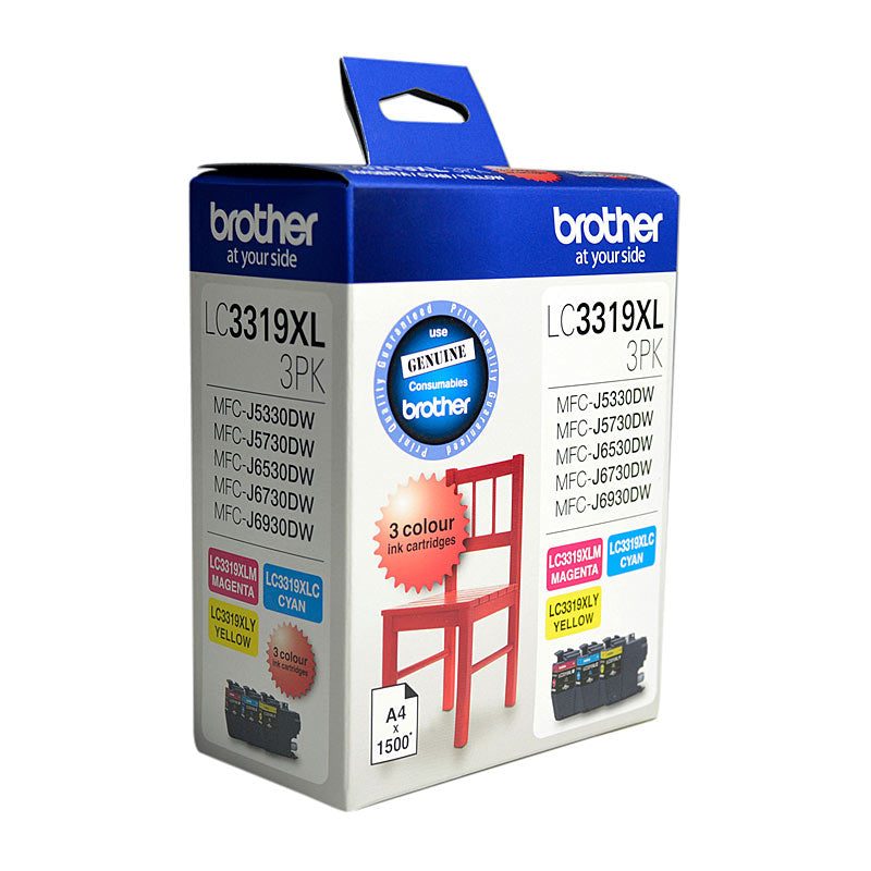 BROTHER LC-3319XL Colour Value Pack 1X Cyan 1X Magenta 1X Yellow-MFC-J5330DW/J5730DW/J6530DW/J6730DW/J6930DW - up to 300