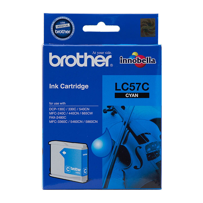 Brother LC-57C Cyan Ink Cartridge- FAX-2480C, DCP-130C/330C/540CN/350C, MFC-240C/440CN/3360C/5460CN/5860CN/665CW/465CN/6