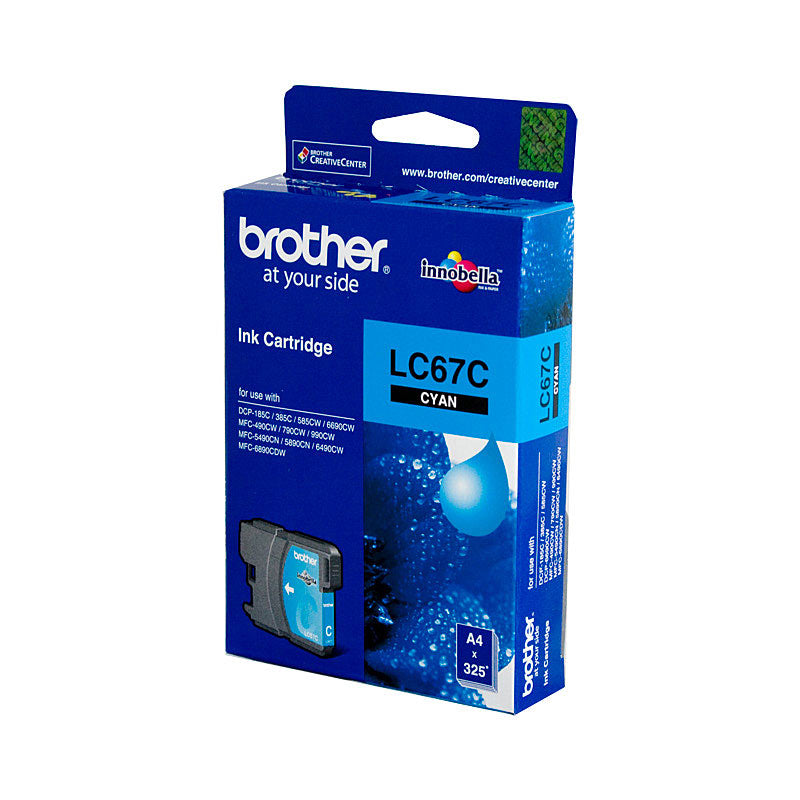 Brother LC-67C Cyan Ink Cartridge - to suit DCP-385C/395CN/585CW/6690CW/J715W, MFC-490CW/5490CN/5890CN/6490CW/6890CDW/79