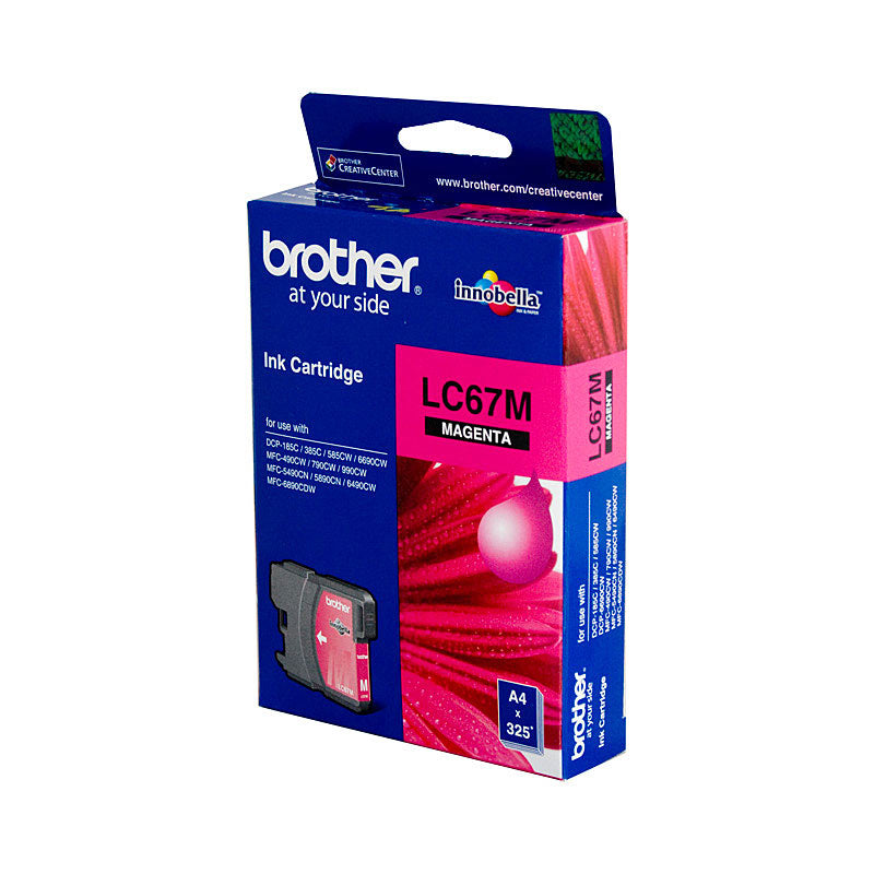 Brother LC-67M Magenta Ink Cartridge - to suit DCP-385C/395CN/585CW/6690CW/J715W, MFC-490CW/5490CN/5890CN/6490CW/6890CDW