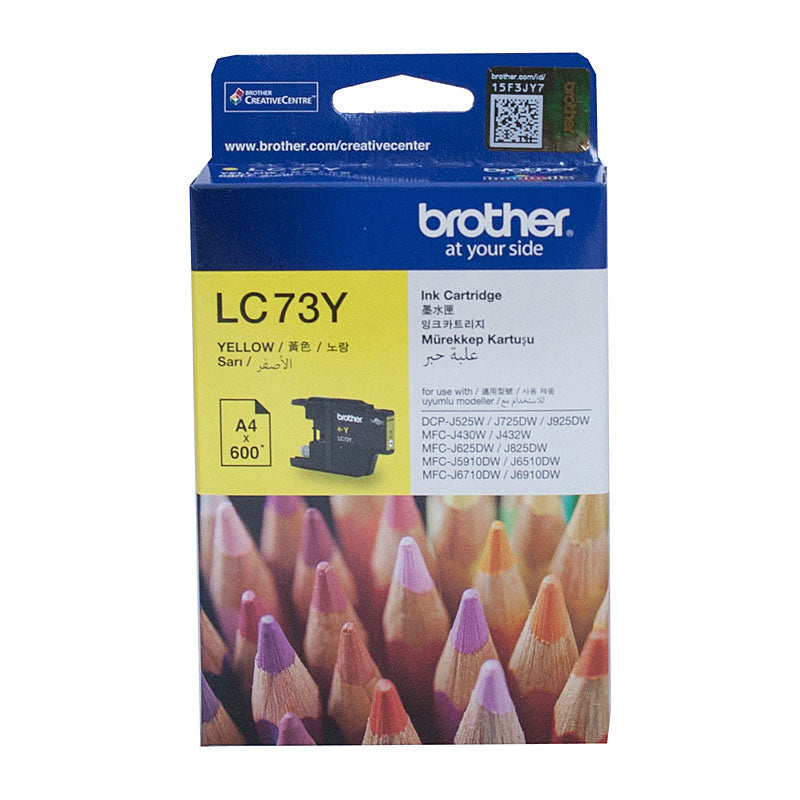 Brother LC-73Y Yellow High Yield Ink - DCP-J525W/J725DW/J925DW, MFC-J6510DW/J6710DW/J6910DW/J5910DW/J430W/J432W/J625DW/J