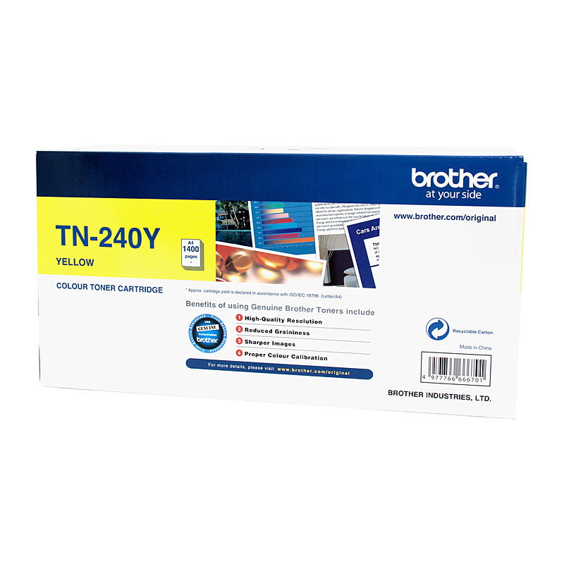 Brother TN-240Y Colour Laser Toner - Yellow, HL-3040CN/3045CN/3070CW/3075CW, DCP-9010CN, MFC-9120CN/9125CN/9320CW/9325CW