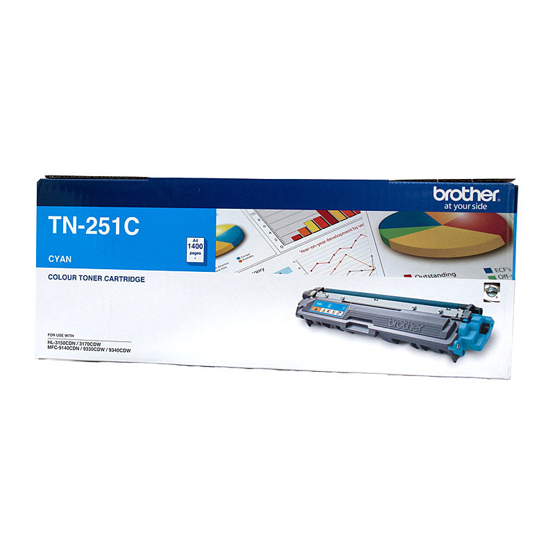 Brother TN-251C Colour Laser Toner - Cyan, HL-3150CDN/3170CDW/MFC-9140CDN/9330CDW/9335CDW/9340CDW /DCP-9015CDW1,400 Page