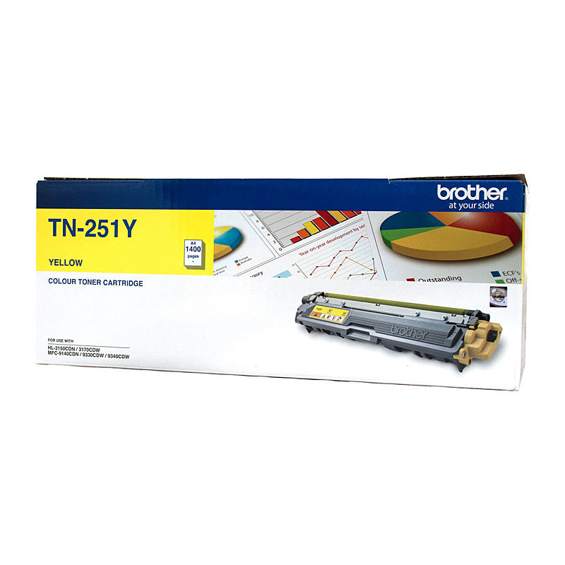 Brother TN-251Y Colour Laser Toner - Yellow, HL-3150CDN/3170CDW/MFC-9140CDN/9330CDW/9335CDW/9340CDW /DCP-9015CDW1,400 Pa