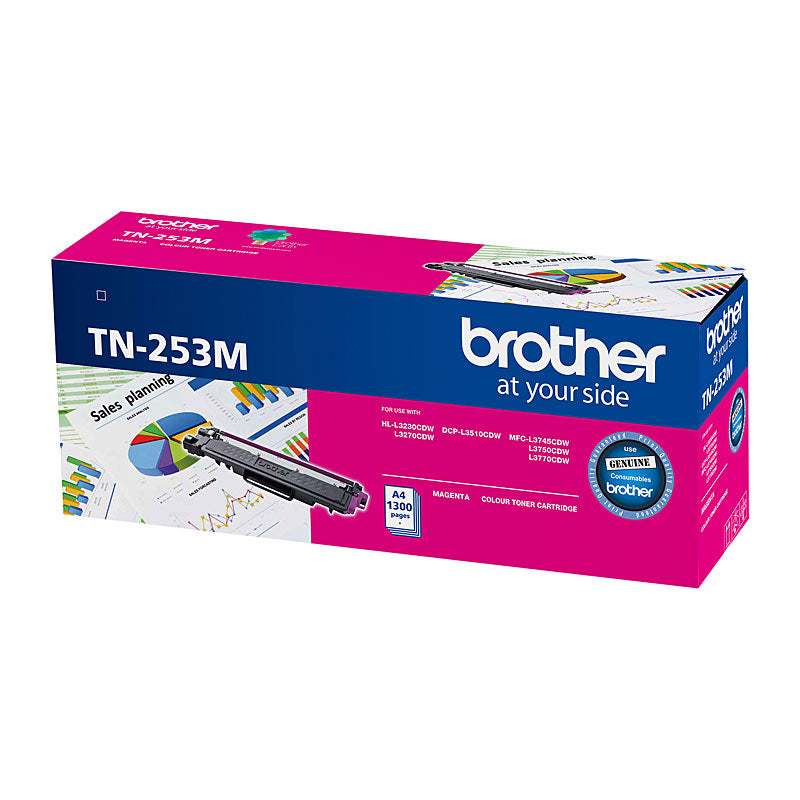 Brother TN-253M Magenta Toner Cartridge to Suit - HL-3230CDW/3270CDW/DCP-L3015CDW/MFC-L3745CDW/L3750CDW/L3770CDW 1,300 P