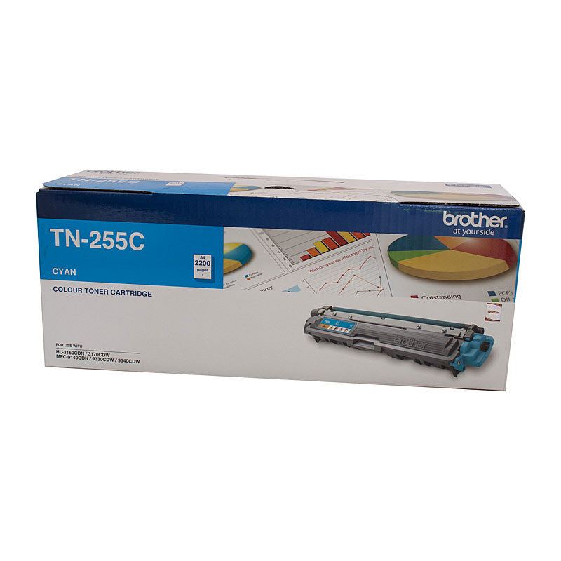 Brother TN-255C Colour Laser Toner - Cyan High Yield Cartridge - HL-3150CDN/3170CDW/MFC-9140CDN/9330CDW/9335CDW/9340CDW 