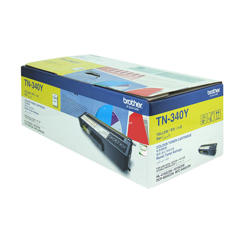 BROTHER TN-340Y Colour Laser Toner- Standard Yield Yellow, HL-4150CDN/4570CDW, DCP-9055CDN, MFC-9460CDN/9970CDW - 1500 p