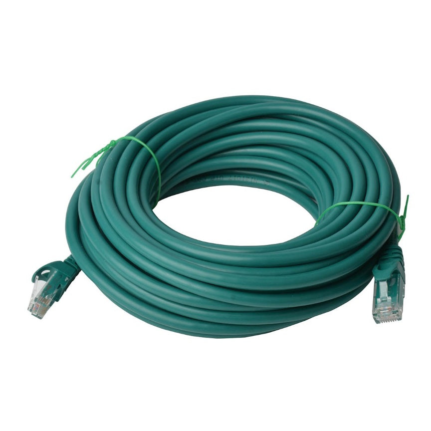 8WARE Cat6a UTP Ethernet Cable 30m SnaglessÂ Green