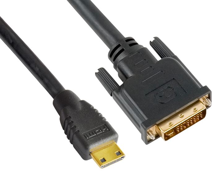 ASTROTEK Mini HDMI to DVI Cable 60cm - 19 pins Male to 24+1 pins Male 30AWG OD6.0mm Gold Plated Black PVC Jacket RoHS LS