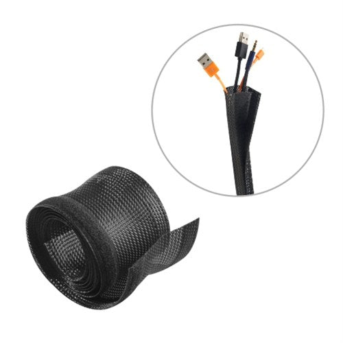 BRATECK Flexible Cable Wrap Sleeve with Hook and Loop Fastener 135mm/5.3' Width Material Polyester Dimensions 1000x135mm