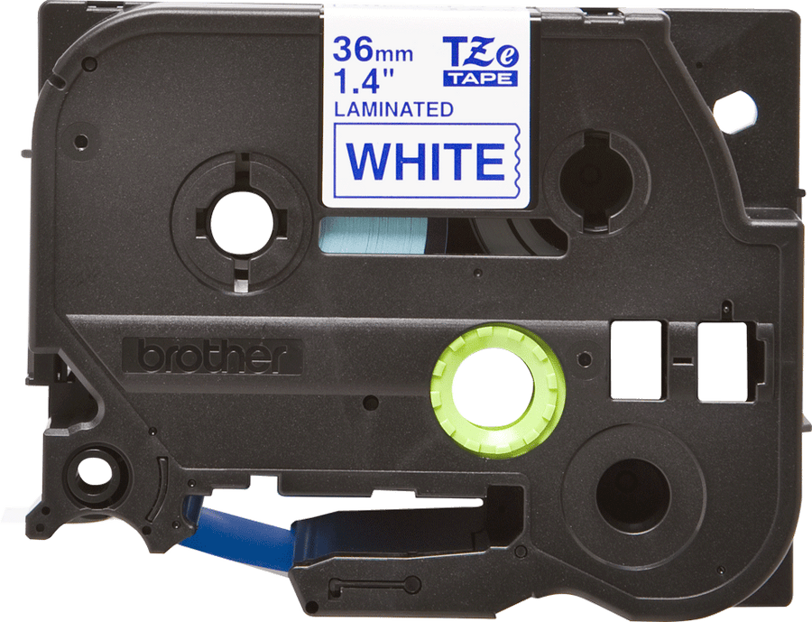 Genuine Brother TZe-263 Labelling Tape Cassette Â€Â“ Blue on White, 36mm wide, 8m long Compatible with a wide range of B