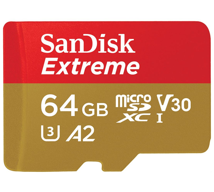 SANDISK 64GB Extreme microSD SDHC SQXAF V30 U3 C10 A1 UHS-1 160MB/s R 60MB/s W 4x6 SD Adaptor Android Smartphone Action 