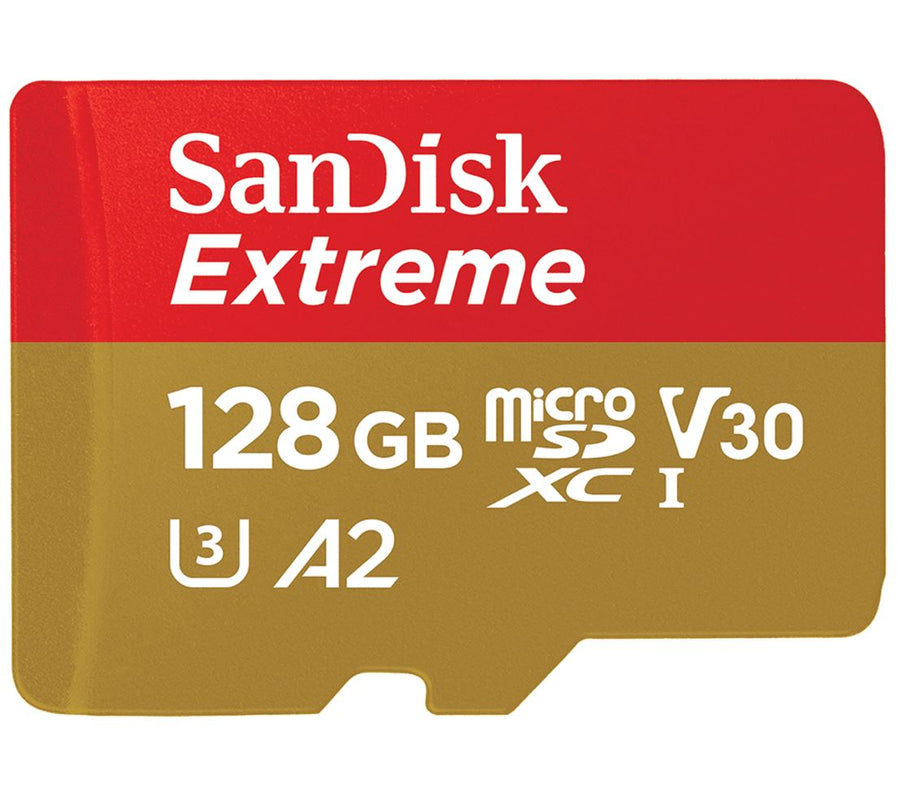 SANDISK 128GB Extreme microSD SDHC SQXAF V30 U3 C10 A1 UHS-1 160MB/s R 90MB/s W 4x6 SD Adaptor Android Smartphone Action