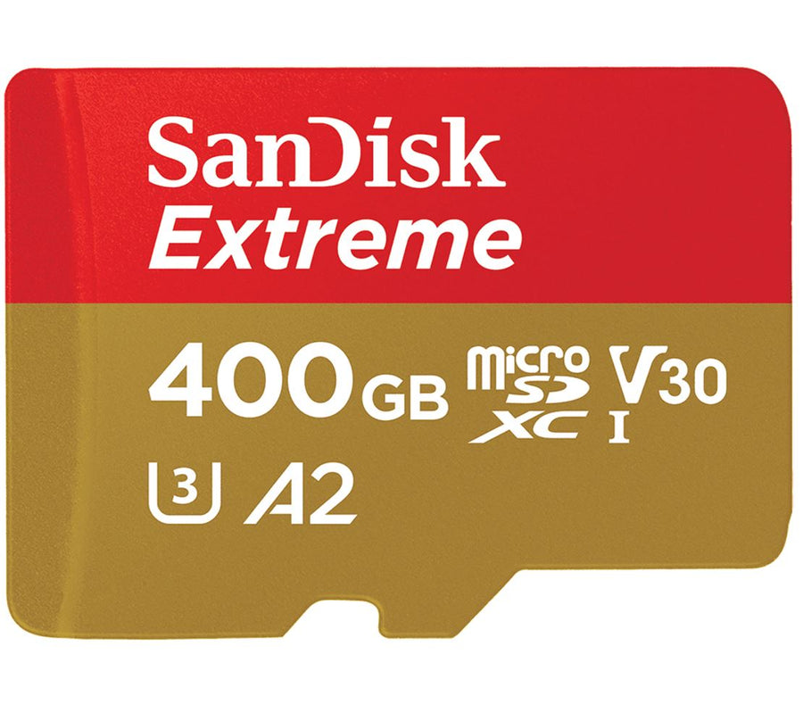 SANDISK 400GB Extreme microSD SDHC SQXAF V30 U3 C10 A1 UHS-1 160MB/s R 90MB/s W 4x6 SD Adaptor Android Smartphone Action