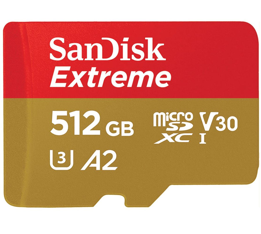 SANDISK 512GB Extreme microSD SDHC SQXAF V30 U3 C10 A1 UHS-1 160MB/s R 90MB/s W 4x6 SD Adaptor Android Smartphone Action