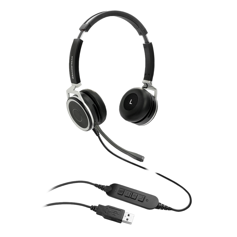 GRANDSTREAM GUV3005 Premium Dual Ear USB Headset, Busy Light, Noise Canceling Microphone, HD Audio, 2m USB Cable, Suits 