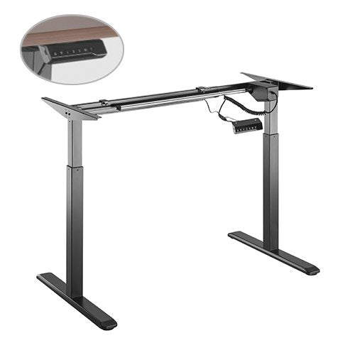 BRATECK 2-Stage Single Motor Electric Sit-Stand Desk Frame with button Control Panel-Black Colour (FRAME ONLY); Requires