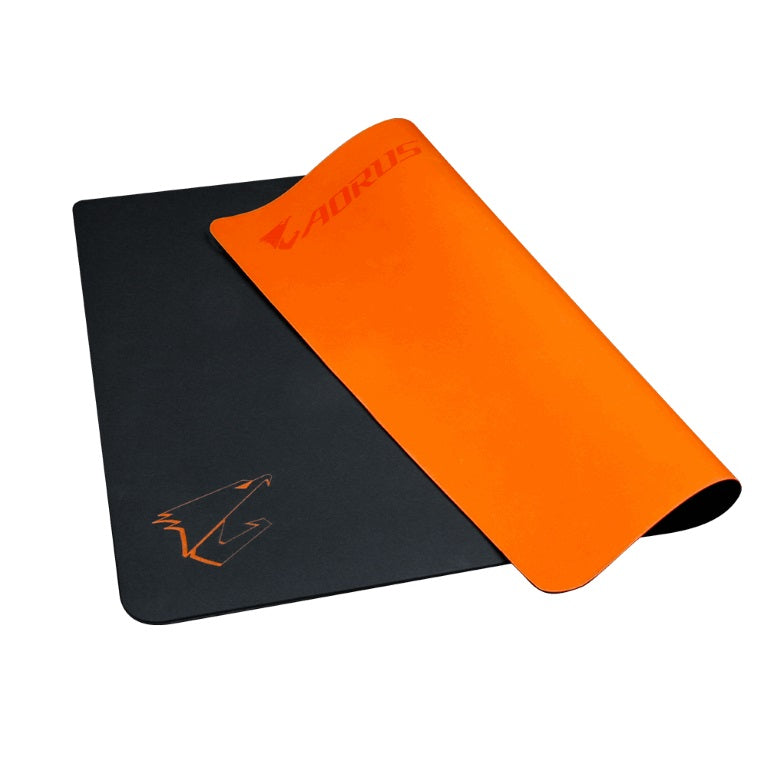Gigabyte AORUS AMP500 Hybrid Gaming Mouse Pad Fabric Black Surface Organse Silicon Base Heat Molding Edge Spill-Resistan