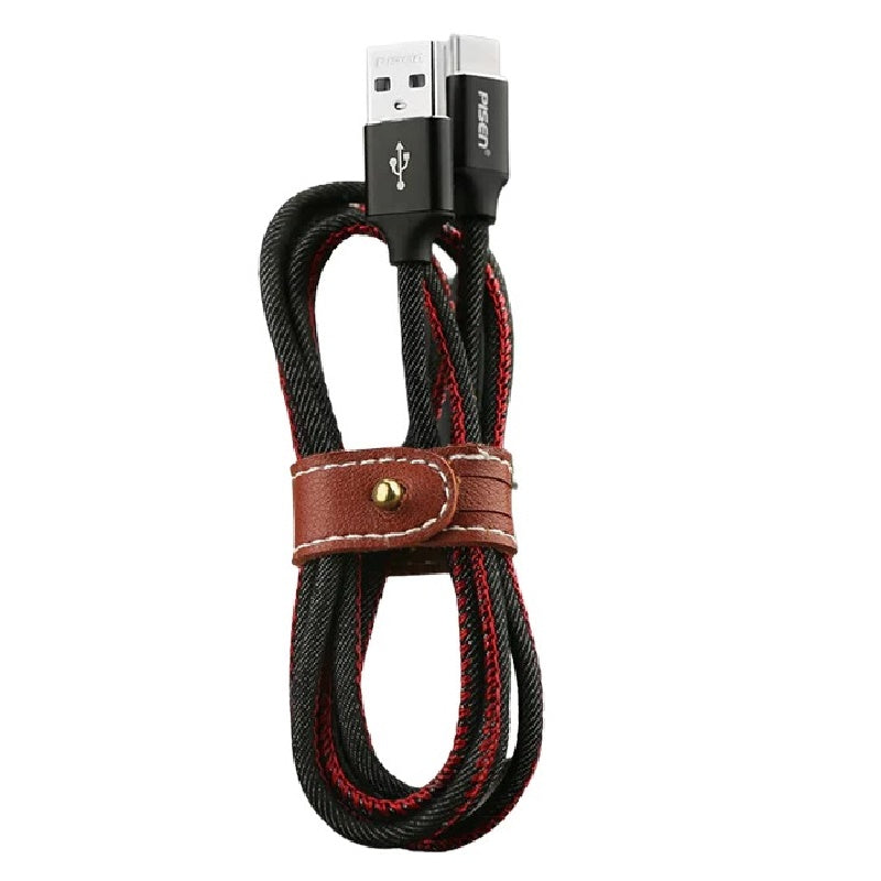 PISEN USB-C to USB-A Cable (1.2M) - Blue (6940735455116), Supports 2.4A, USB 2.0, Durable, Denim Aluminum Alloy, Fast Da