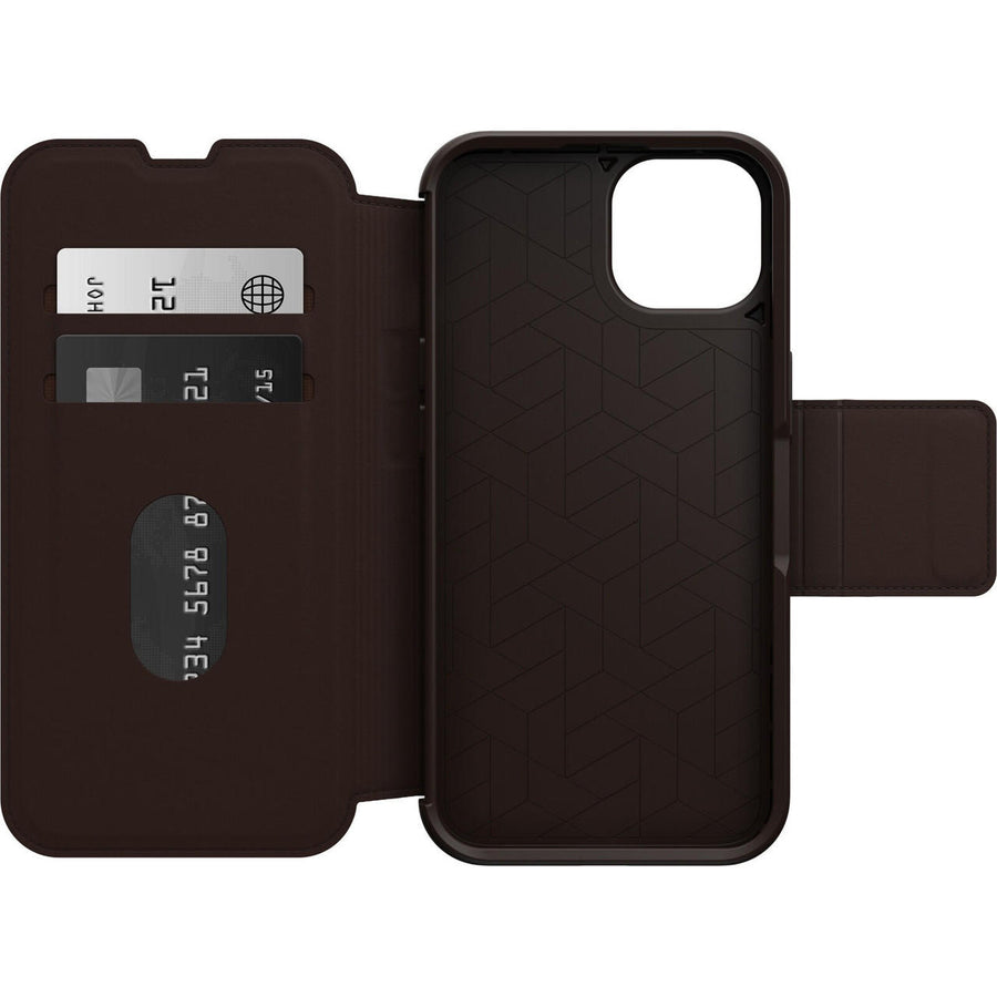 OTTERBOX Apple iPhone 14 Strada Series Case - Espresso (Brown) (77-89657), Wireless Charge Compatible, Credit Card Stora