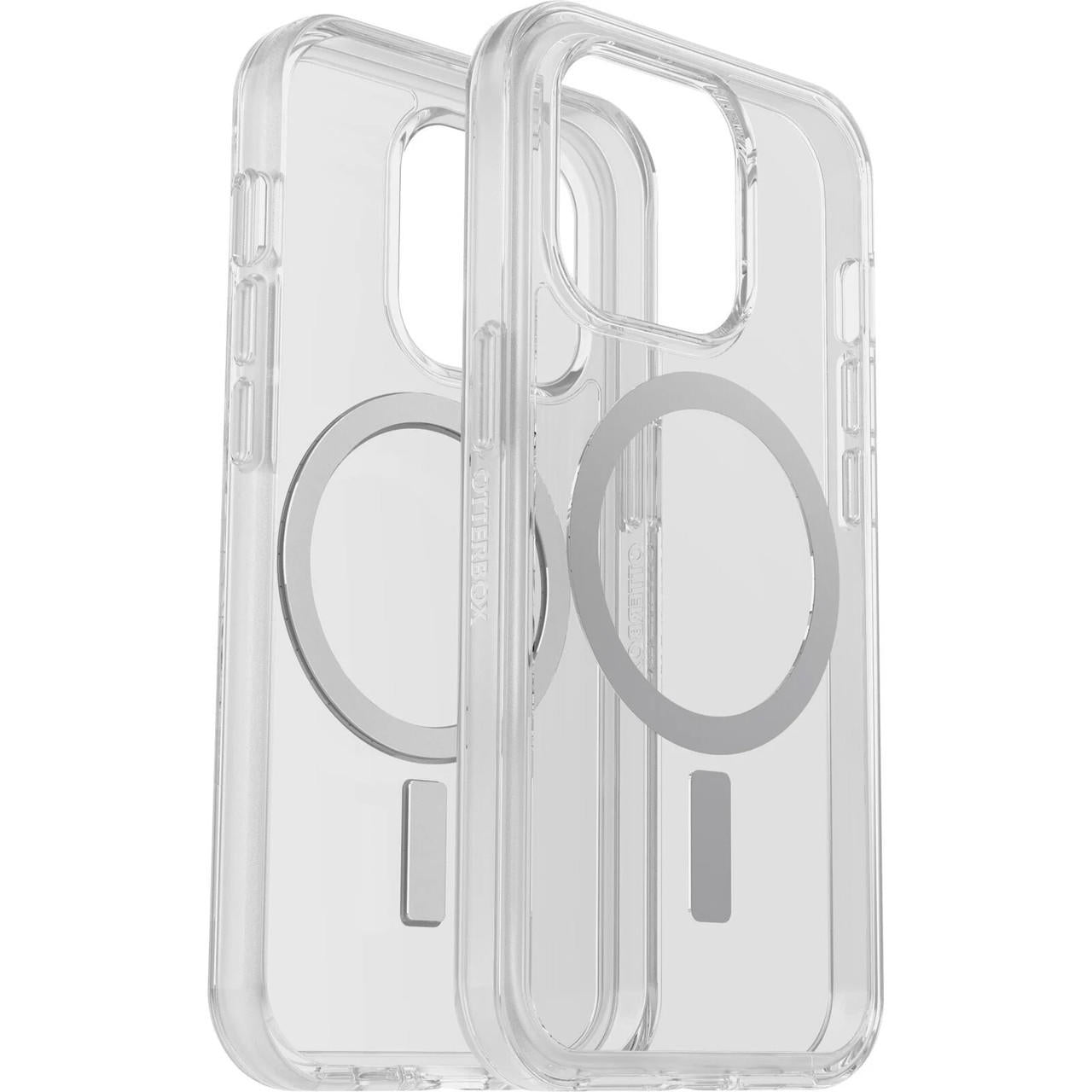 OTTERBOX Apple iPhone 14 Pro Symmetry Series+ Clear Antimicrobial Case for MagSafe - Clear (77-89225), 3X Military Stand