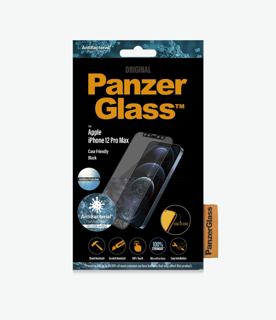 PANZER GLASS iPhone 12 Pro Max - Anti-glare (2721) - Screen Protector - Full Frame Coverage, Rounded Edges, Shock resist