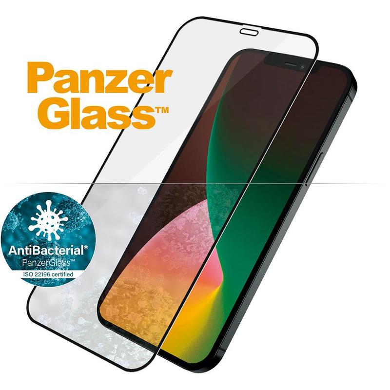 PANZER GLASS Screen Protector - Case Friendly - For Apple iPhone 12/12 Pro - Antibactrial Glass, Protects the Entire Scr