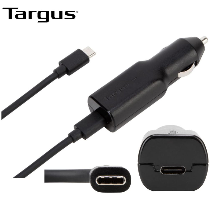 Targus 45W USB-C Car Charger with 1.2M Removable Cable/ 3A Fast Charging/Bult-in surge protection for Mobile Phones,Tabl