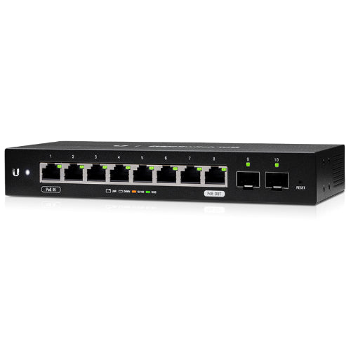 UBIQUITI Edgeswitch 10X - 8-Port Gigabit Switch, 2 SFP Ports- 24v Passive PoE In and Out (Limited) - 20Gbps Switching Ca
