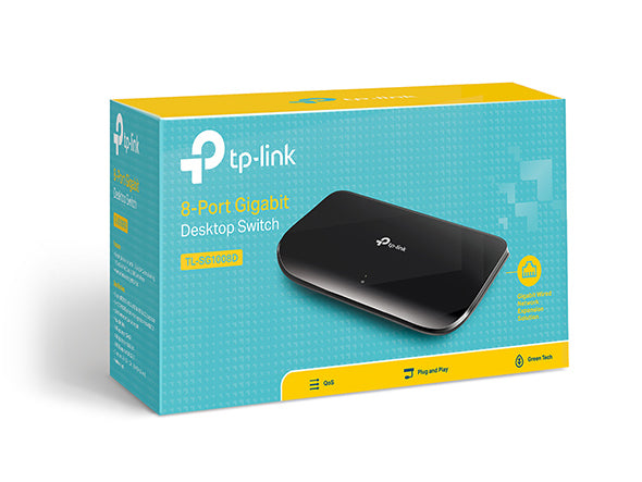 TP-Link TL-SG1008D 8-Port Gigabit Unmanaged Switch Desktop Wall-Mounting Plastic Case Fanless Supports MAC address 802.1
