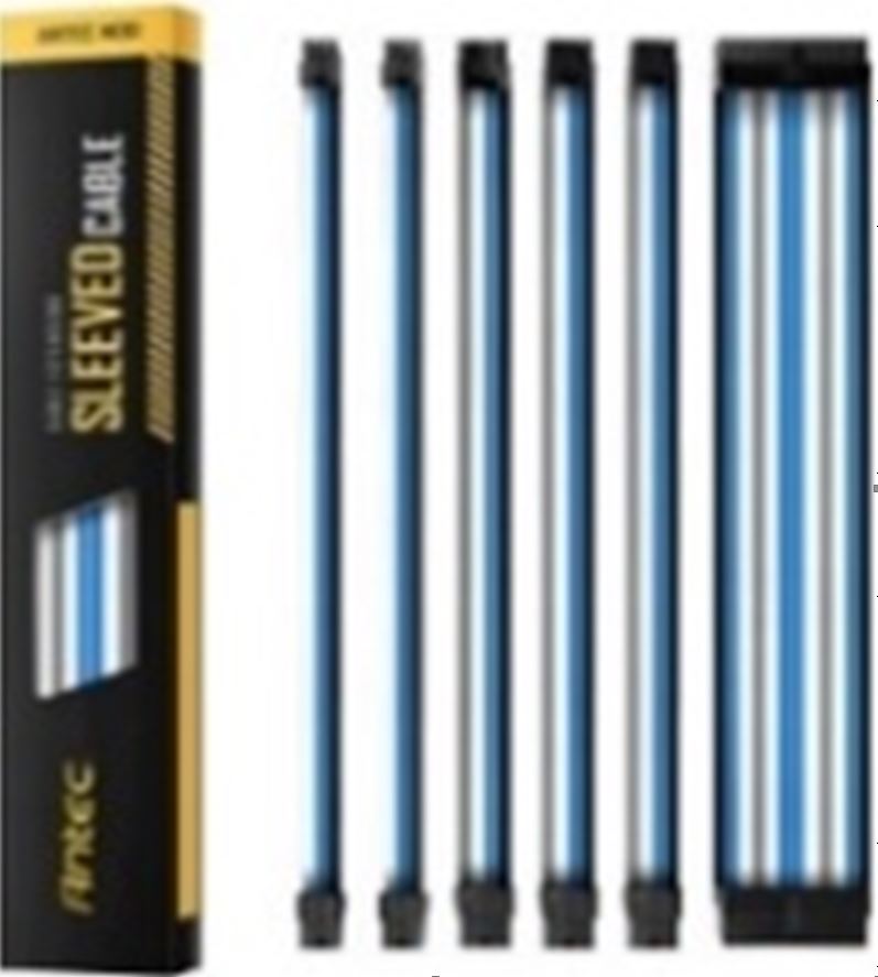 ANTEC PSU - Sleeved Extension Cable Kit V2 - Blue / White / Black . 24PIN ATX, 4+4 EPS, 8PIN PCI-E, 6PIN PCI-E, Compatib