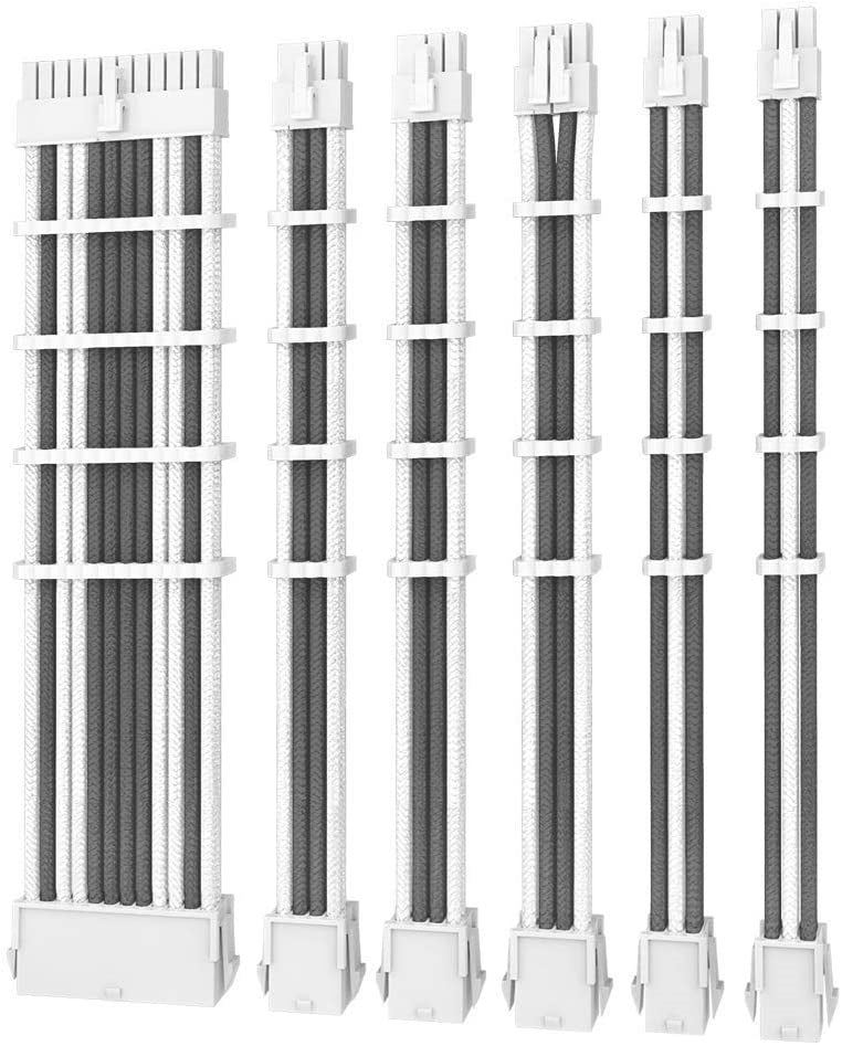 ANTEC PSU - Sleeved Extension Cable Kit V2 - Grey / White. 24PIN ATX, 4+4 EPS, 8PIN PCI-E, 6PIN PCI-E, Compatible with S