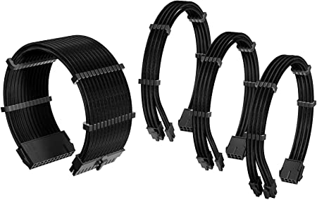 ANTEC PSU - Sleeved Extension Cable Kit V2 - Black. 24PIN ATX, 4+4 EPS, 8PIN PCI-E, 6PIN PCI-E, Compatible with Standard