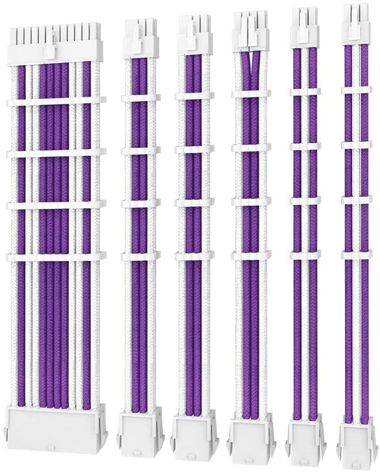 ANTEC PSU - Sleeved Extension Cable Kit V2 - Purple / White. 24PIN ATX, 4+4 EPS, 8PIN PCI-E, 6PIN PCI-E, Compatible with