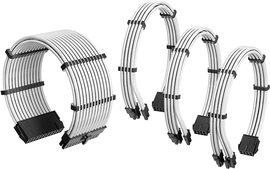 ANTEC PSU - Sleeved Extension Cable Kit V2 - White/Black - 24PIN ATX, 4+4 EPS, 8PIN PCI-E, 6PIN PCI-E, Compatible with S