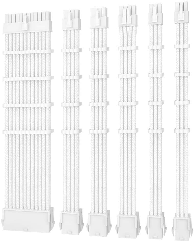 ANTEC PSU - Sleeved Extension Cable Kit V2 - White. 24PIN ATX, 4+4 EPS, 8PIN PCI-E, 6PIN PCI-E, Compatible with Standard