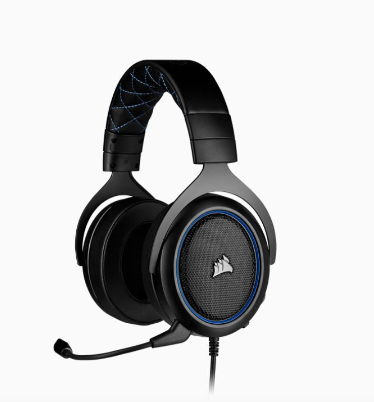 Corsair HS50 PRO Blue STEREO Gaming Headset, 50mm neodymium speaker, Optimized unidirectional microphone, Discord Certif