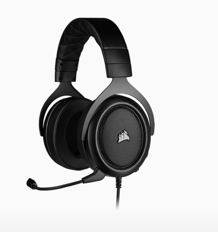 Corsair HS50 PRO Carbon STEREO Gaming Headset, Plush Foam, 50mm neodymium Drivers, Uni-directional microphone, Discord c