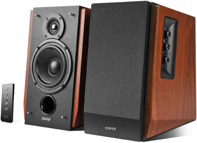 EDIFIER R1700BT Bluetooth Lifestyle Bookshelf Studio Speakers Brown - BT/Dual 3.5mm AUX/Limited Distortion DSP/DRC/Class